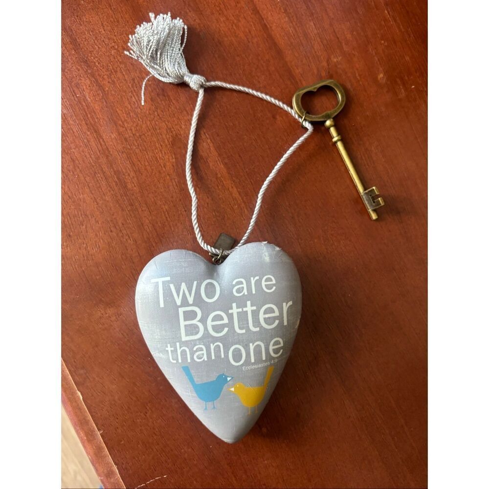 Art Hearts Hanging Heart Ornament with Key Two Are Better Than One